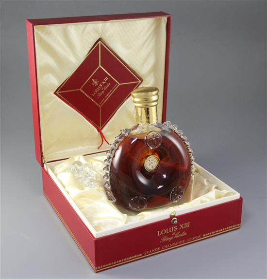 A bottle of Rémy Martin Louis XIII Grande champagne cognac,